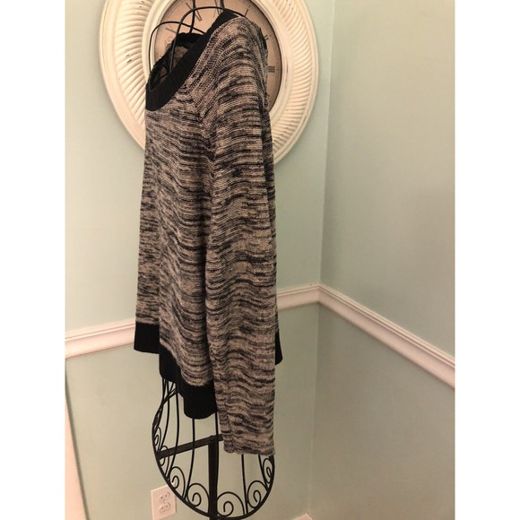 Eileen Fisher M Black White Scoop Boat Neck Sweater Long Sleeve - Picture 3 of 5